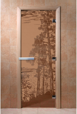 Стеклянная дверь для бани/сауны Doorwood Рассвет 70x190 / DW01271 (бронза матовый)