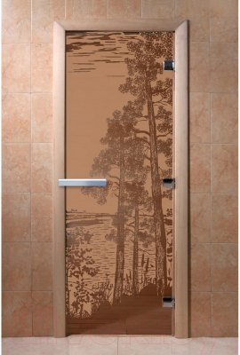 Стеклянная дверь для бани/сауны Doorwood Рассвет 80x200 / DW01832 (бронза матовый)