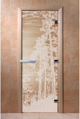 Стеклянная дверь для бани/сауны Doorwood Рассвет 70x190 / DW01315 (прозрачный)