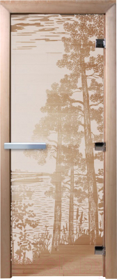 Стеклянная дверь для бани/сауны Doorwood Рассвет 70x190 / DW01273 (сатин)