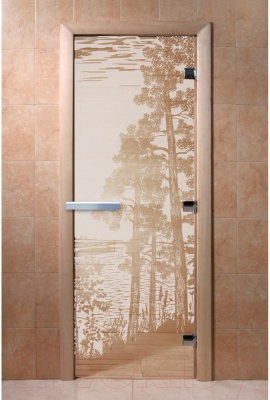 Стеклянная дверь для бани/сауны Doorwood Рассвет 70x190 / DW01273 (сатин)
