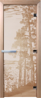 Стеклянная дверь для бани/сауны Doorwood Рассвет 80x200 / DW02327 (сатин) - 