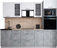 Кухонный гарнитур Интерлиния Мила Gloss 2.5 (белый софт/керамика/травертин серый) - 