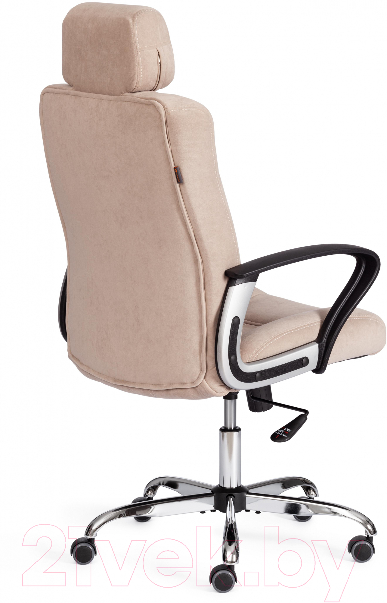 Кресло офисное Tetchair Oxford хром/флок (бежевый) — фото 3