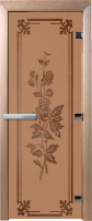 Стеклянная дверь для бани/сауны Doorwood Розы 80x200 / DW01549 (бронза матовый) - 