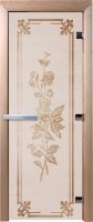 Стеклянная дверь для бани/сауны Doorwood Розы 80x200 / DW02167 (сатин) - 