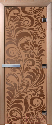 Стеклянная дверь для бани/сауны Doorwood Хохлома 80x200 / DW02352