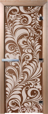 Стеклянная дверь для бани/сауны Doorwood Хохлома 80x200 / DW01538 (бронза)