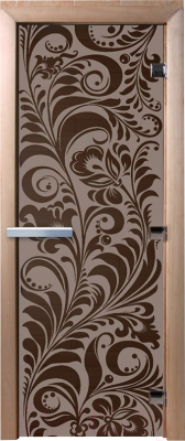 Стеклянная дверь для бани/сауны Doorwood Хохлома 70x190 / DW02827 (графит матовый)