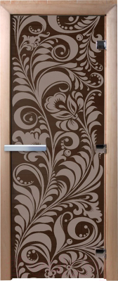 Стеклянная дверь для бани/сауны Doorwood Хохлома 70x190 / DW03395 (графит)