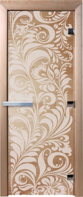Стеклянная дверь для бани/сауны Doorwood Хохлома 70x190 / DW01320 (прозрачный)