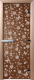 Стеклянная дверь для бани/сауны Doorwood Цветы и бабочки 70x190 / DW01299 (бронза) - 