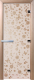 Стеклянная дверь для бани/сауны Doorwood Цветы и бабочки 70x190 / DW01300 (сатин) - 