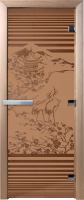 Стеклянная дверь для бани/сауны Doorwood Япония 70x190 / DW01552 (бронза матовый) - 
