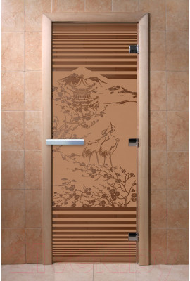 Стеклянная дверь для бани/сауны Doorwood Япония 80x200 / DW02047 (бронза матовый)