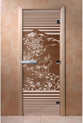 Стеклянная дверь для бани/сауны Doorwood Япония 70x190 / DW01114 (бронза)