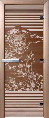 Стеклянная дверь для бани/сауны Doorwood Япония 80x200 / DW01305 (бронза)