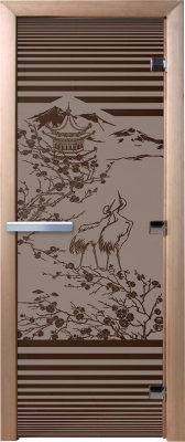 Стеклянная дверь для бани/сауны Doorwood Япония 70x190 / DW02762 (графит матовый)