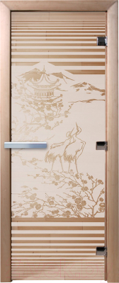 Стеклянная дверь для бани/сауны Doorwood Япония 70x190 / DW02763 (сатин)