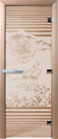 Стеклянная дверь для бани/сауны Doorwood Япония 80x200 / DW01306 (сатин) - 