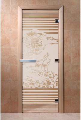 Стеклянная дверь для бани/сауны Doorwood Япония 80x200 / DW01306 (сатин)