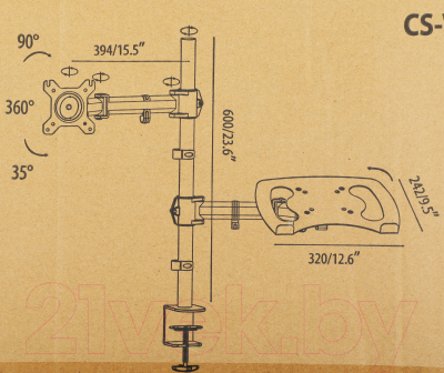 Изображение товара Кронштейн для монитора и ноутбука Cactus CS-VM-LH07-AL (серебристый)