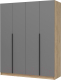 Шкаф Стендмебель Лион ШК-03 4-х створчатый (графит серый/дуб крафт золото) - 
