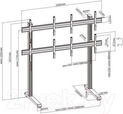 Изображение товара Стойка для ТВ/аппаратуры Cactus CS-FS-TV4-PRO (черный)