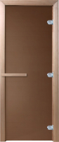 Стеклянная дверь для бани/сауны Doorwood Теплая ночь 190x60 / DW01671 (бронза матовая, листва) - 