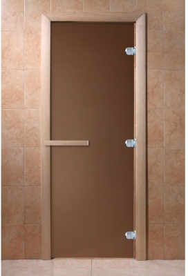 Стеклянная дверь для бани/сауны Doorwood Теплая ночь 190x60 / DW01671 (бронза матовая, листва)