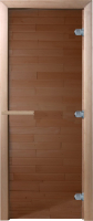 Стеклянная дверь для бани/сауны Doorwood Теплый день 190x60 / DW01678 (бронза, осина) - 