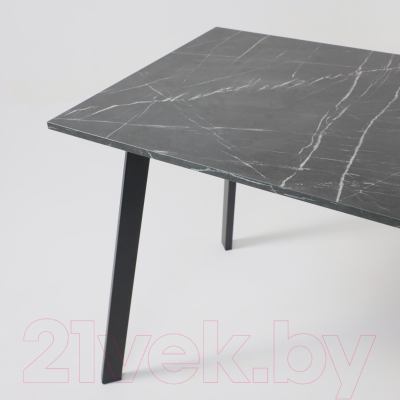 Обеденный стол Listvig Maus 110 110x70x75 (камень пьетра гриджиа/черный)