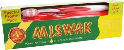 Набор для ухода за полостью рта Dabur Мишвак Трявяная + зубная щетка (190г) - 