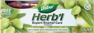 Набор для ухода за полостью рта Dabur С экстрактом оливы + зубная щетка (150г) - 