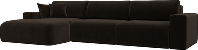Диван угловой Лига Диванов Лига-036 Классик Лонг левый / 121383L (микровельвет коричневый) -