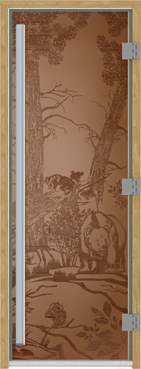 Стеклянная дверь для бани/сауны Doorwood Престиж Мишки 70x190 / DW02293