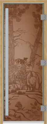 Стеклянная дверь для бани/сауны Doorwood Престиж Мишки 70x190 / DW02293 (бронза матовый)