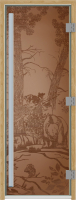 Стеклянная дверь для бани/сауны Doorwood Престиж Мишки 70x200 / DW03612 (бронза матовый) - 