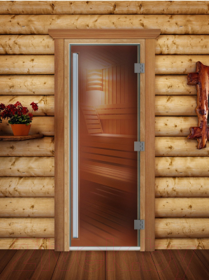 Стеклянная дверь для бани/сауны Doorwood Престиж 80x200 / DW01944 (бронза)