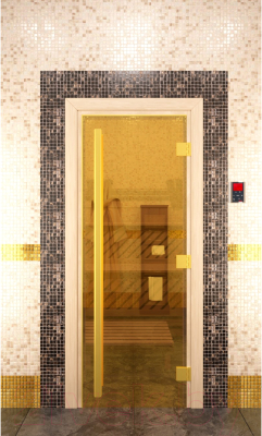 Стеклянная дверь для бани/сауны Doorwood Престиж 70x190 / DW02669 (золото)