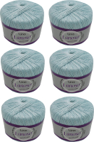 Набор пряжи для вязания Lanoso Lino 50% лен, 50% вискоза / 981 (175м, голубой, 6 мотков) - 