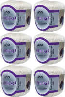 Набор пряжи для вязания Lanoso Lino 50% лен, 50% вискоза / 901 (175м, молочный, 6 мотков) - 