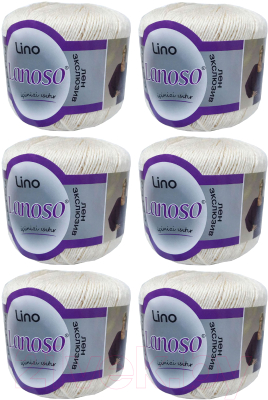 Набор пряжи для вязания Lanoso Lino 50% лен, 50% вискоза / 901 (175м, молочный, 6 мотков)