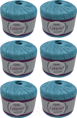Набор пряжи для вязания Lanoso Lino 50% лен, 50% вискоза / 916 (175м, бирюзовый, 6 мотков)