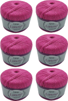 Набор пряжи для вязания Lanoso Lino 50% лен, 50% вискоза / 946 (175м, малиновый, 6 мотков) - 