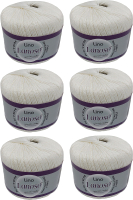 Набор пряжи для вязания Lanoso Lino 50% лен, 50% вискоза / 955 (175м, белый, 6 мотков) - 