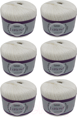 Набор пряжи для вязания Lanoso Lino 50% лен, 50% вискоза / 955 (175м, белый, 6 мотков)