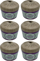Набор пряжи для вязания Lanoso Lino 50% лен, 50% вискоза / 969 (175м, серый/бежевый, 6 мотков) - 