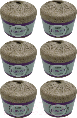 Набор пряжи для вязания Lanoso Lino 50% лен, 50% вискоза / 969 (175м, серый/бежевый, 6 мотков)