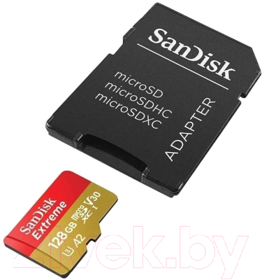 Карта памяти SanDisk Extreme MicroSDXC 128GB Class10 UHSI U3 V30 (SDSQXAA-128G-GN6MA)